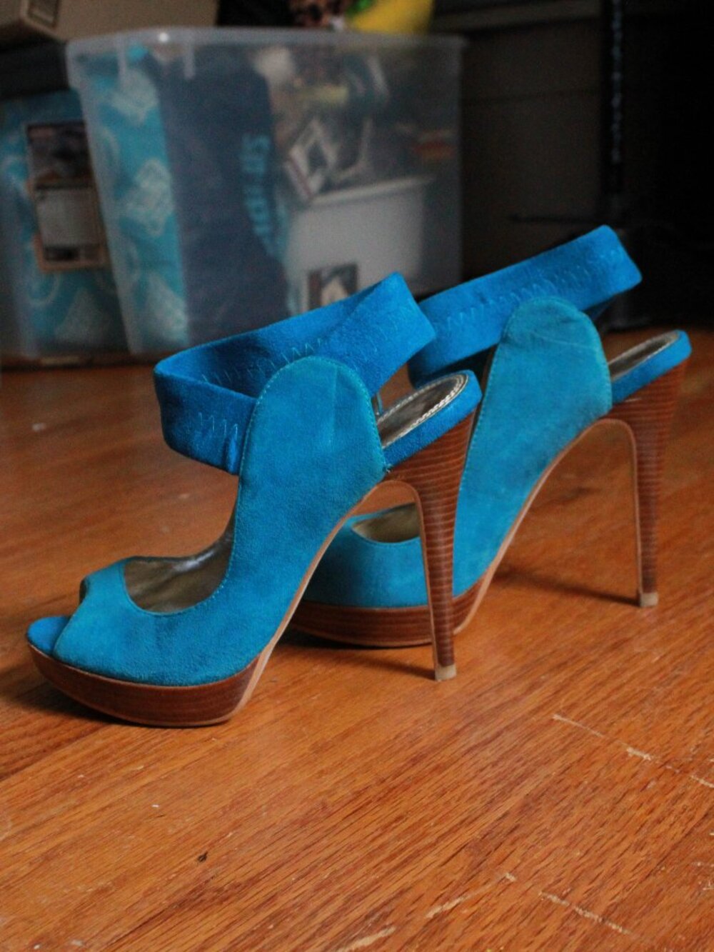 Bakers Open Toe Suede Heels